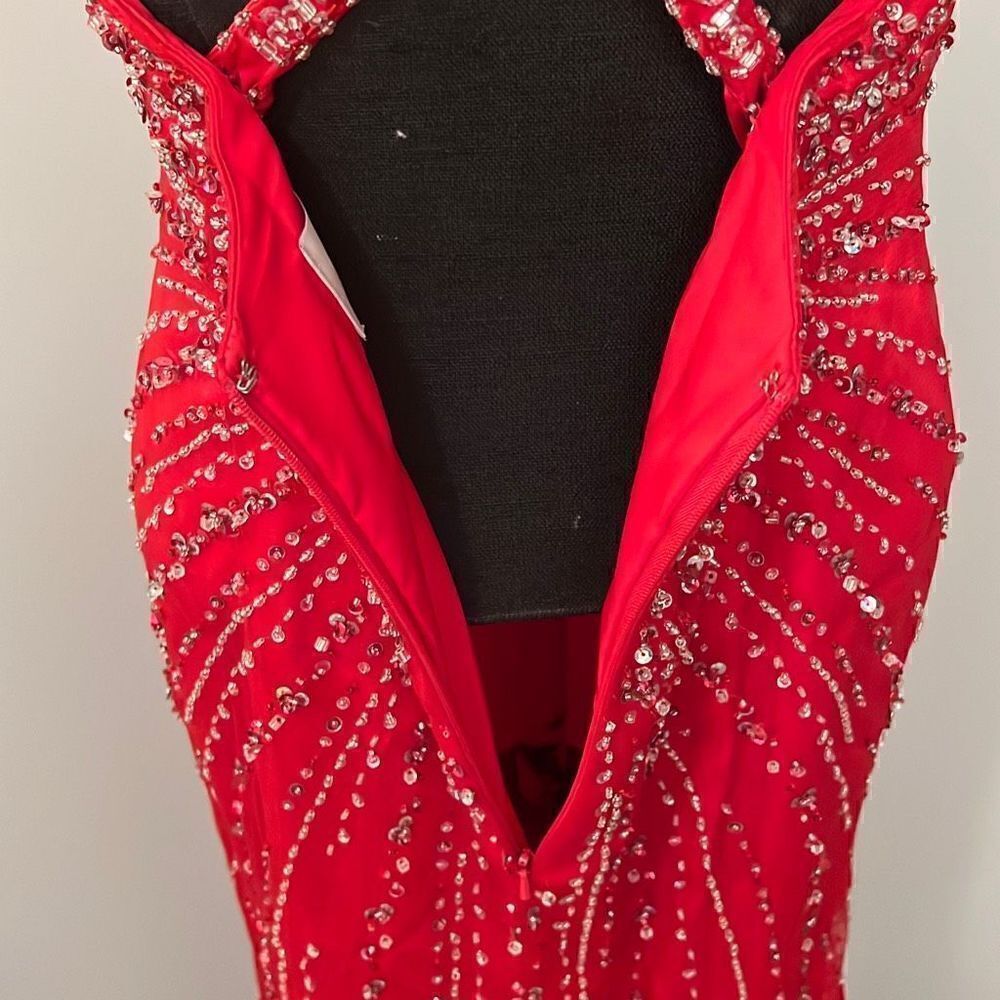 Alfred Angelo, Red Beaded Maxi Prom Dress - Picture 11 of 16